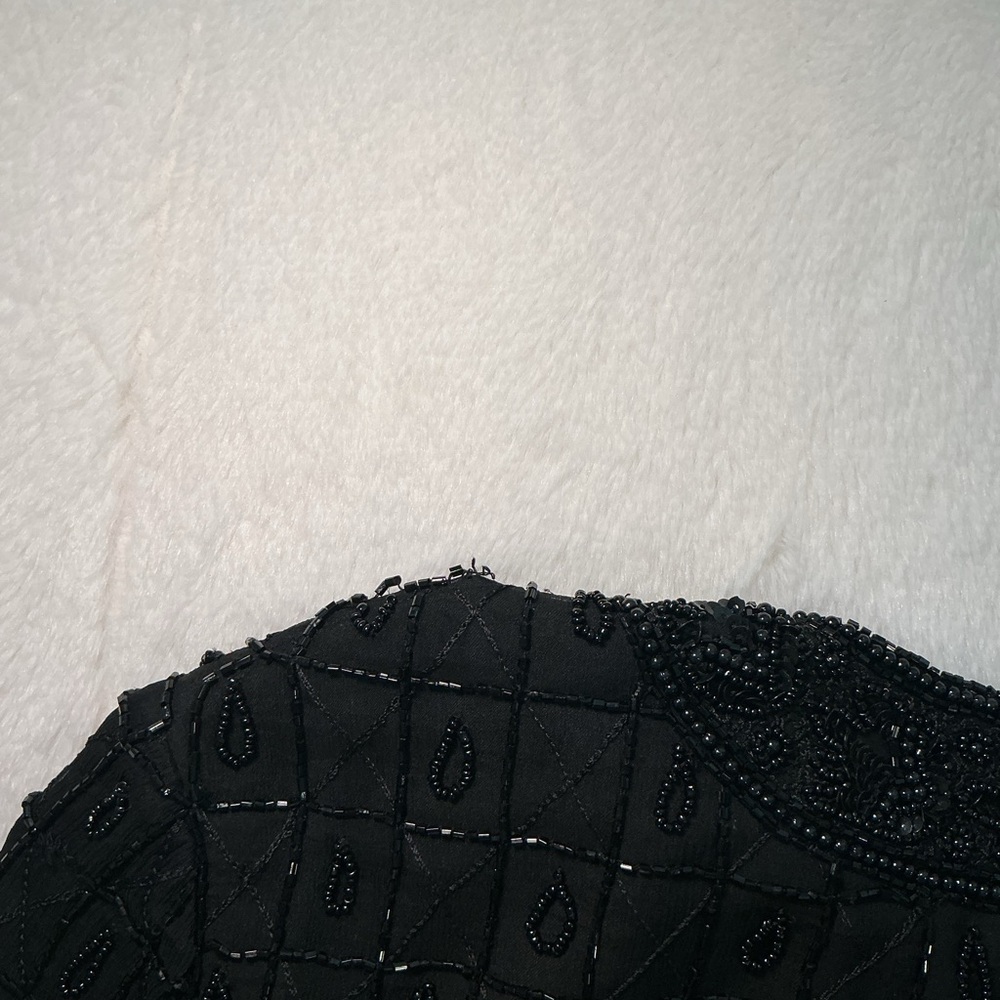Vintage Black Beaded Short Sleeve Women's Top - Picture 12 of 12